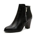 Retro Distressed Chunky Heel Side Zip Ankle Boots For Women