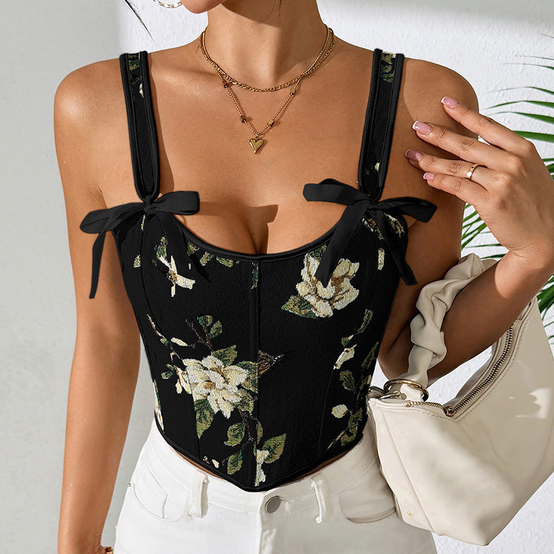 European American And French Style Floral Vintage Vest