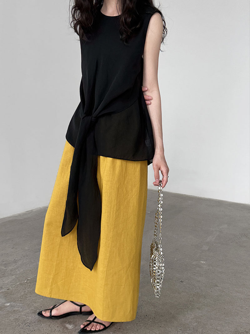 French Style High-grade Twisted Lace-up Waist-controlled Top