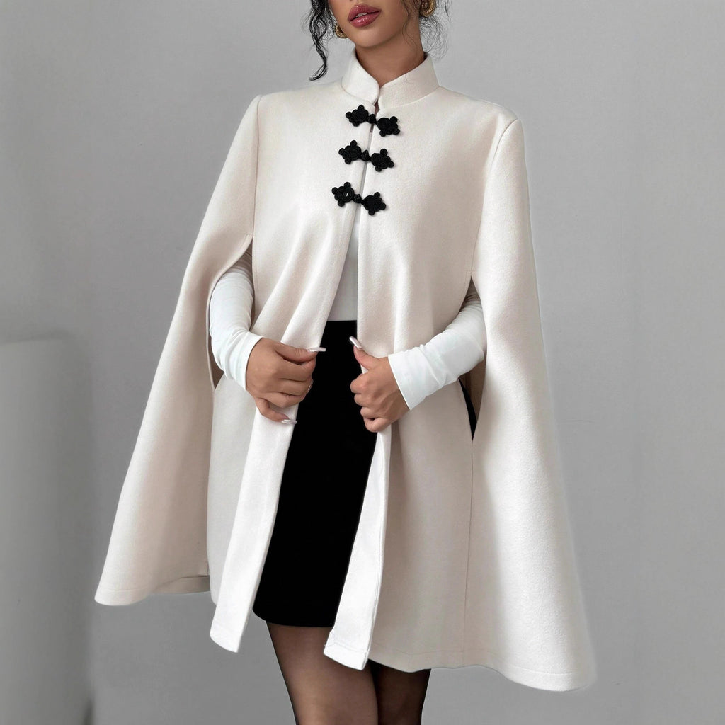 New Chinese Classic Frog-button Oversized Wool Coat
