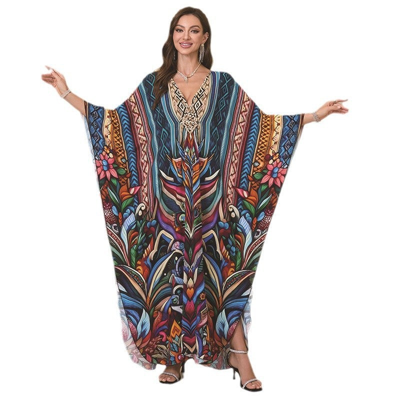 Fashion Personalized Cotton Printed Beach Dress Women