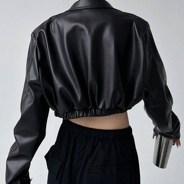 American-style Vintage Long-sleeve Lapel Leather Jacket