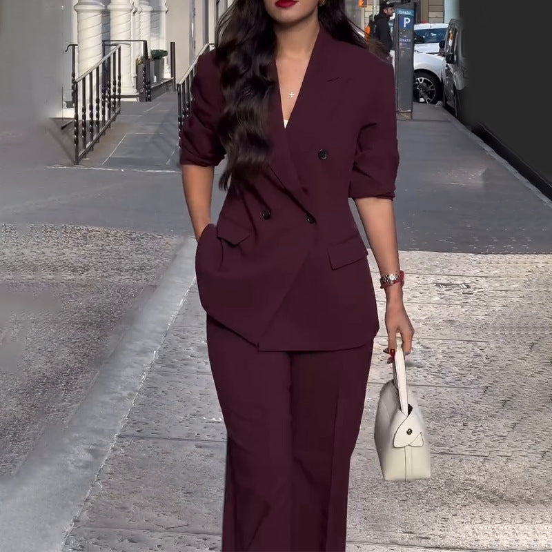 Stylish V-Neck Blazer Suit