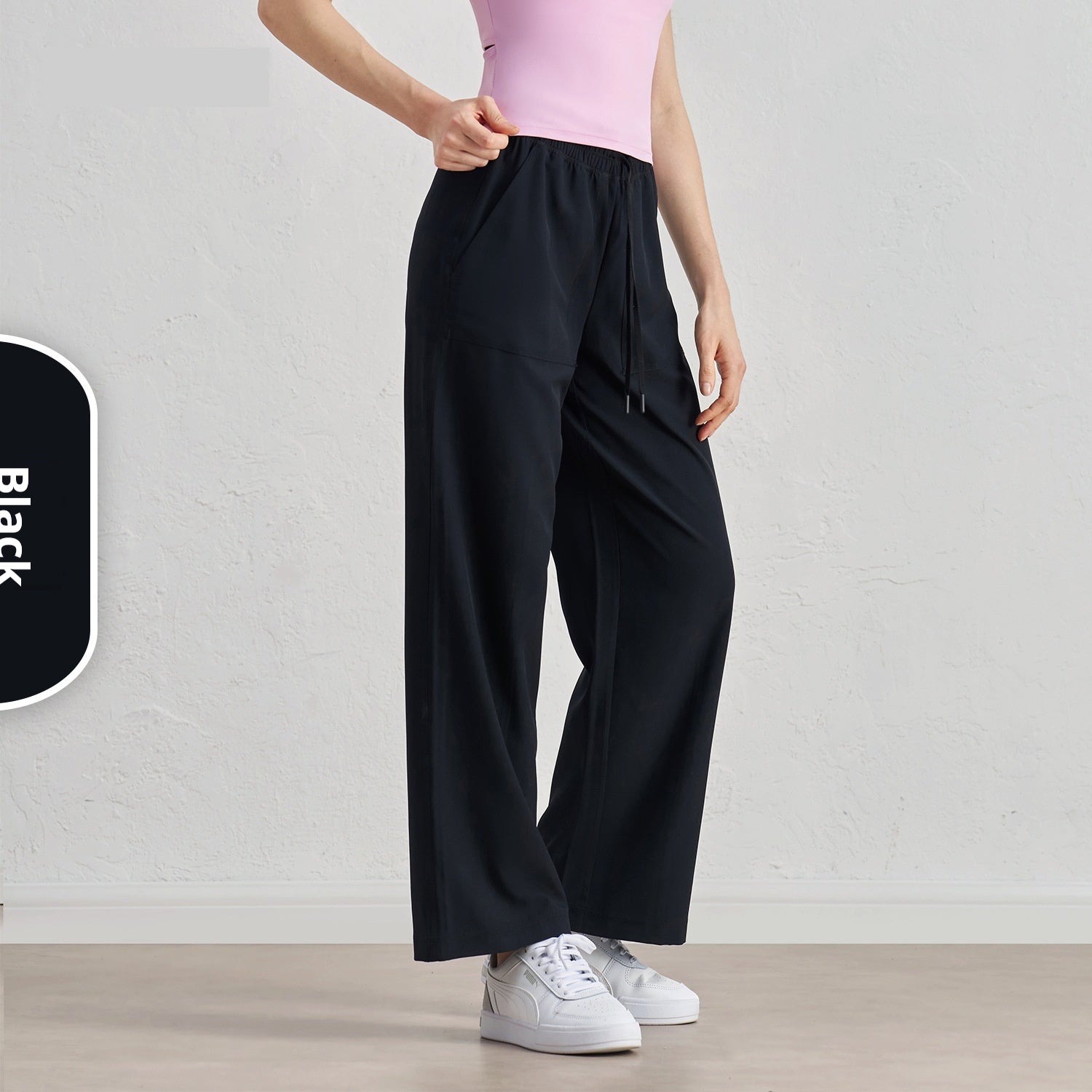 Pleated Baggy Straight Trousers Widened High Waist Wide Leg Drawstring Paratrooper Pants