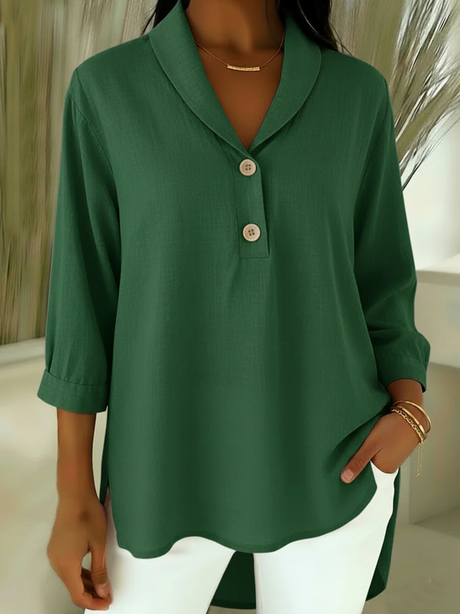Womens Casual Loose-fitting Fashionable Button-up Shirt