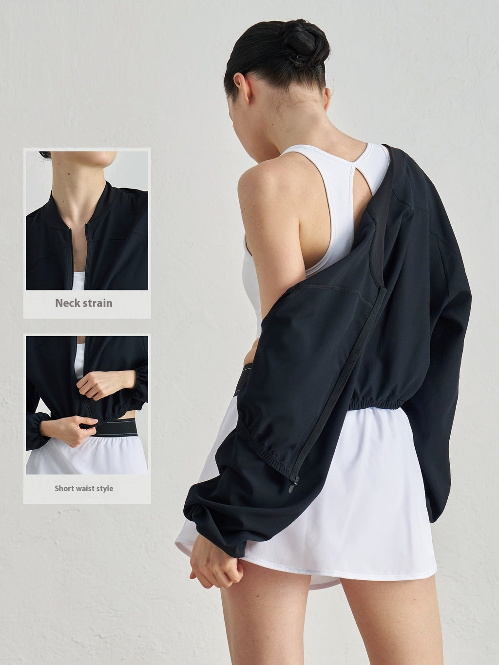 Woven Sports Jacket Lightweight Breathable Workout Top Waist-tight Design Outdoor