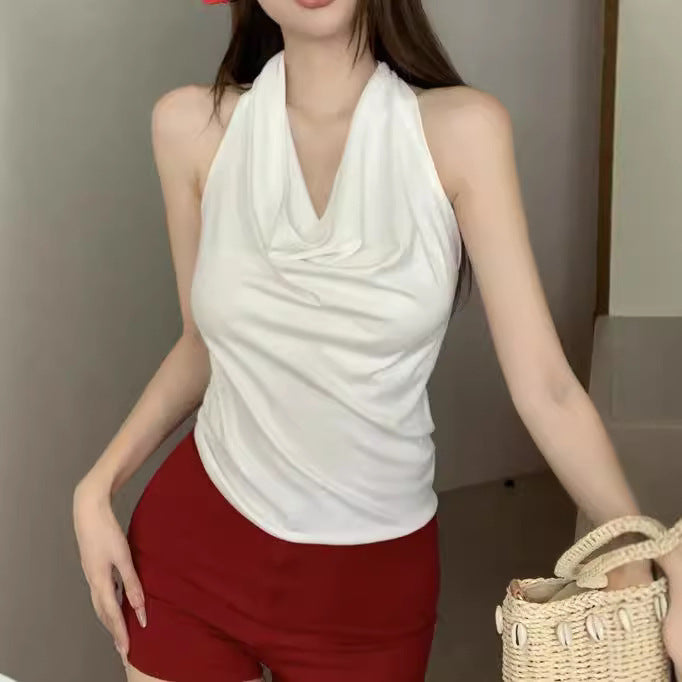 Spicy Girl-fit Sexy Boatneck Halterneck Sleeveless Top